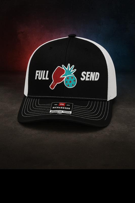 Full Send Pickleball AP Trucker Hat | Aqua & Pink Richardson 112